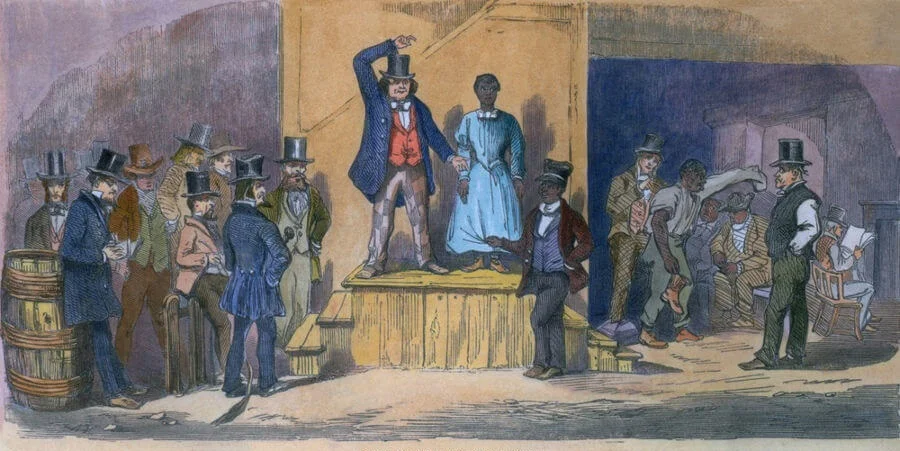 Ilustração de como acontecia o tráfico de escravos naquele tempo